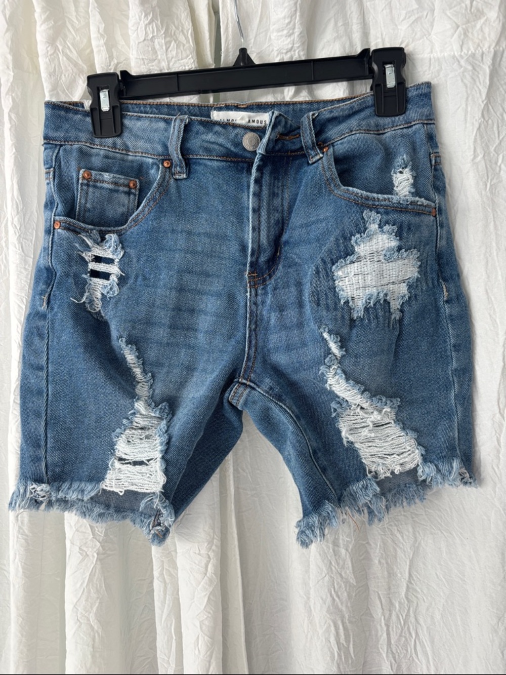 Almost Famous Distressed Blue Denim Jean Shorts